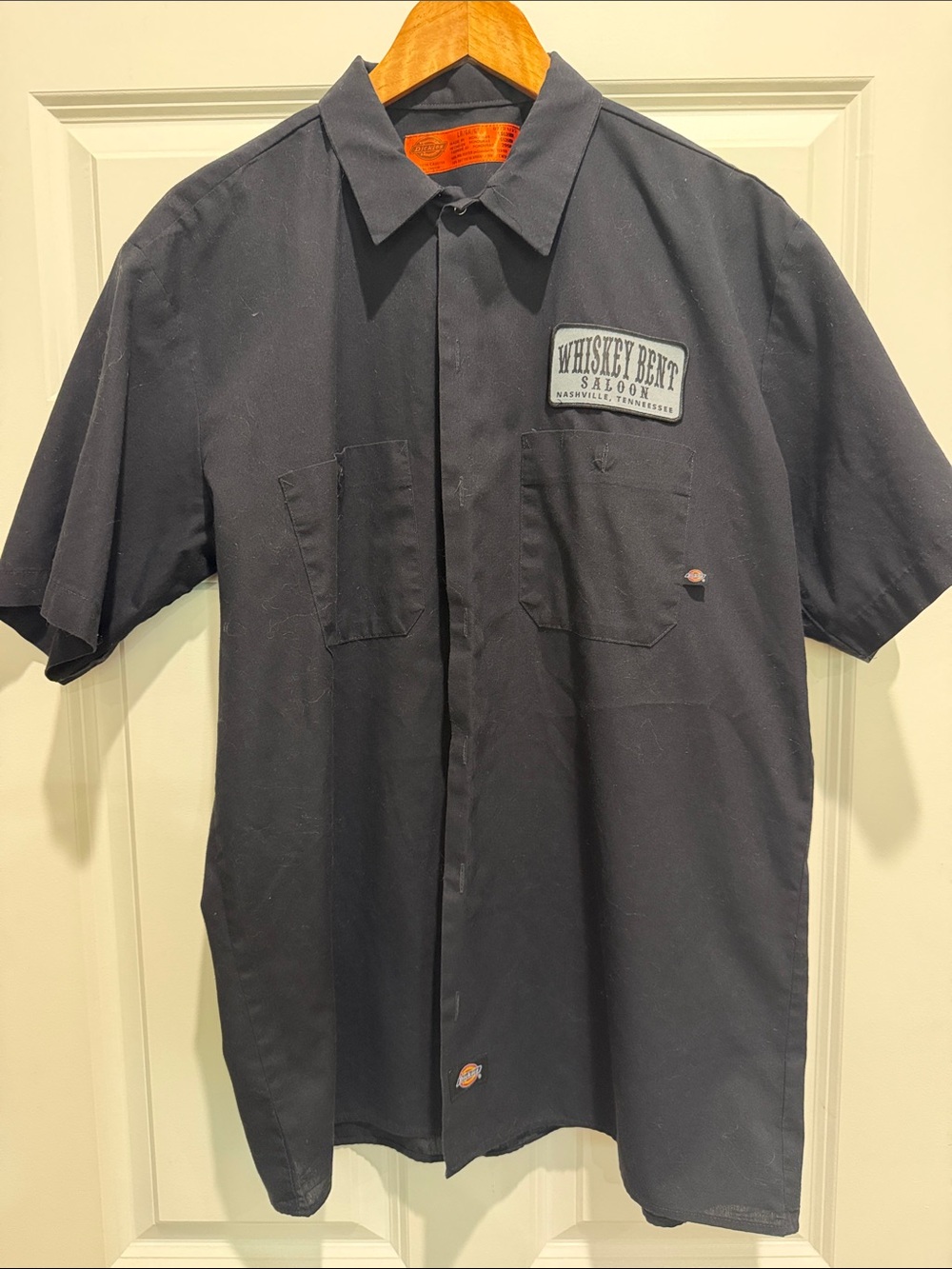 Dickies black Short-Sleeve Button-Down Work Shirt with Patch